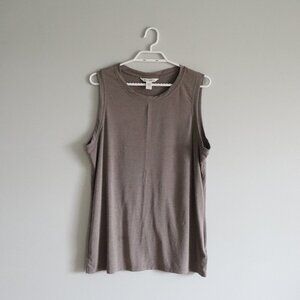 Athleta Women's Sz Lrg Brown Vital 2.0 Sleeveless Active Stretch‎ Crew Tank Top